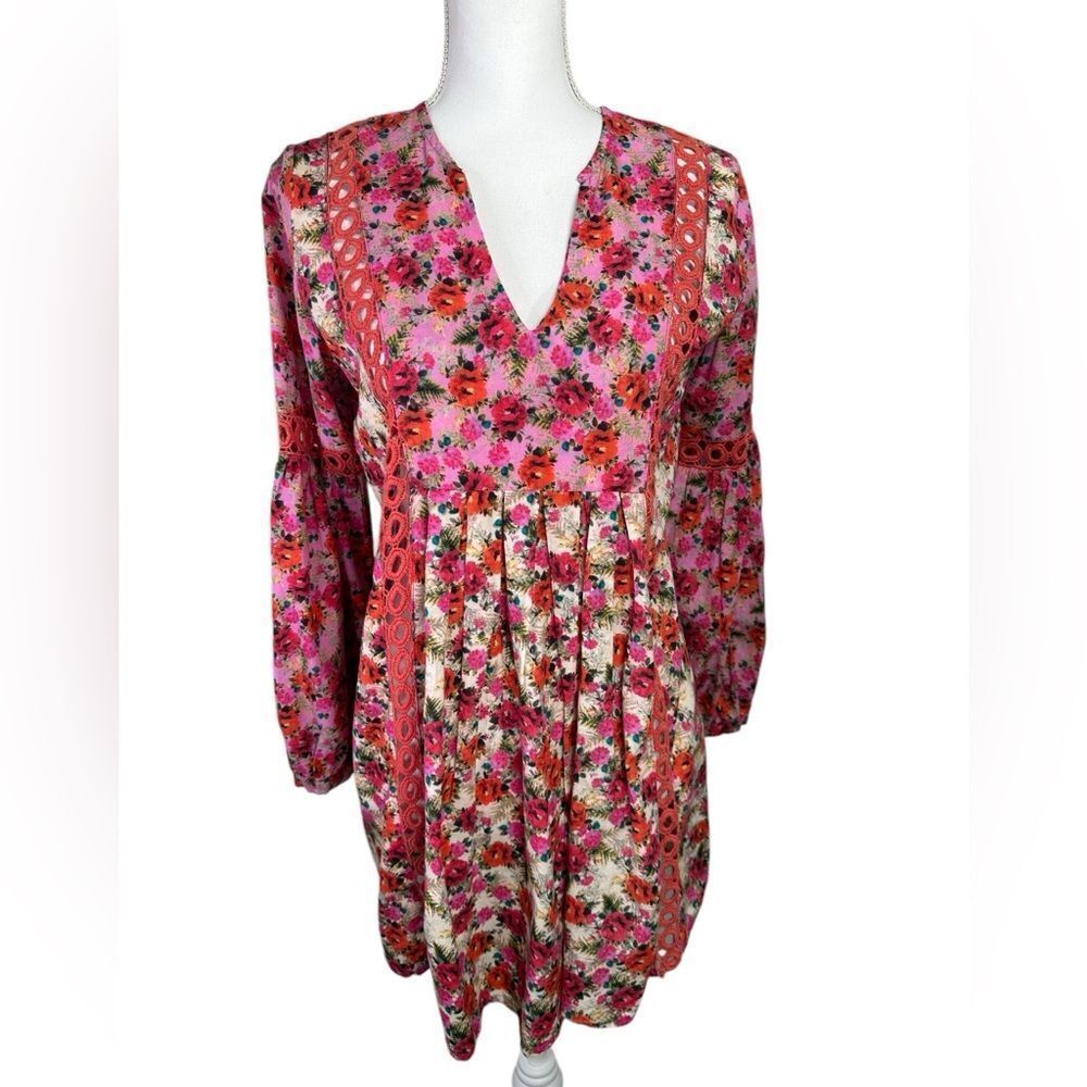 PQ Swim Leigh Tunic Desert Rose Size M/L Floral Pink and Red Boho Dress - Picture 4 of 14